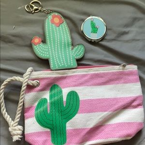 Cactus bag, change purse, and mirror